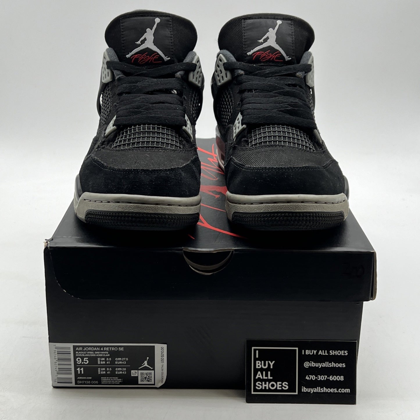 Size 9.5 - Air Jordan 4 Retro SE Mid Black Canvas (DH7138-006)