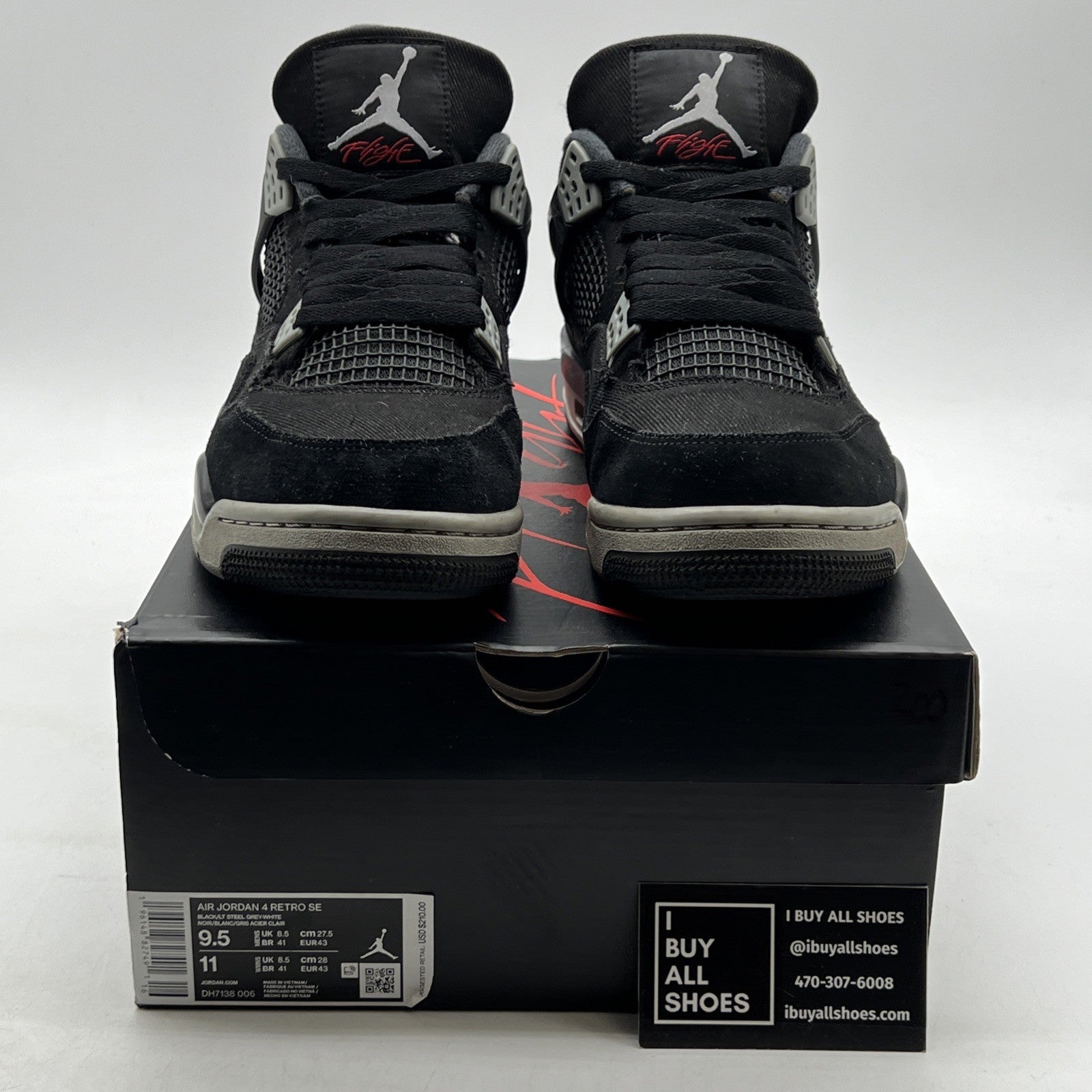 Size 9.5 - Air Jordan 4 Retro SE Mid Black Canvas (DH7138-006)