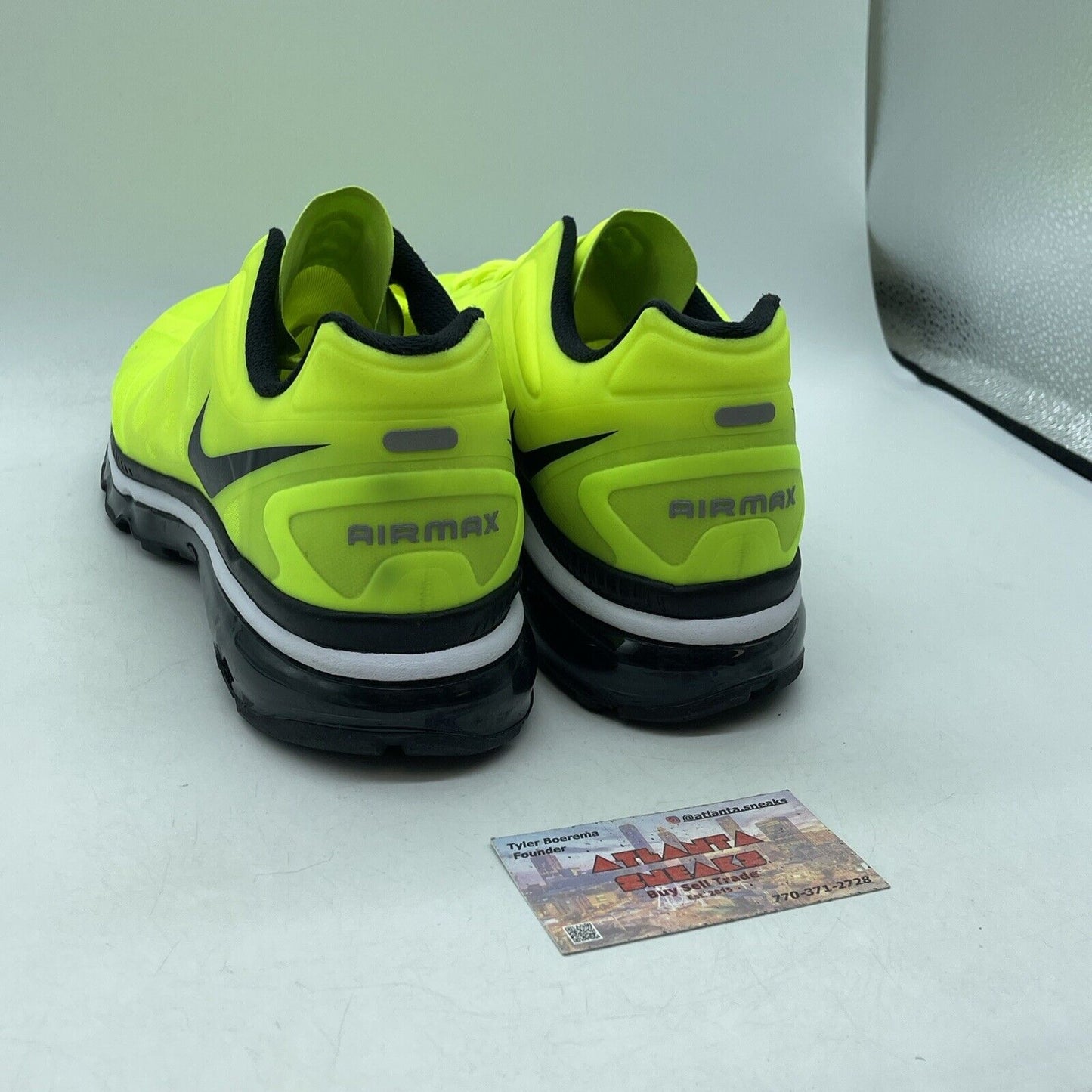 Size 11 - Nike Air Max+ 2012 Volt Yellow Black White Suede Leather (AQ3816-065)