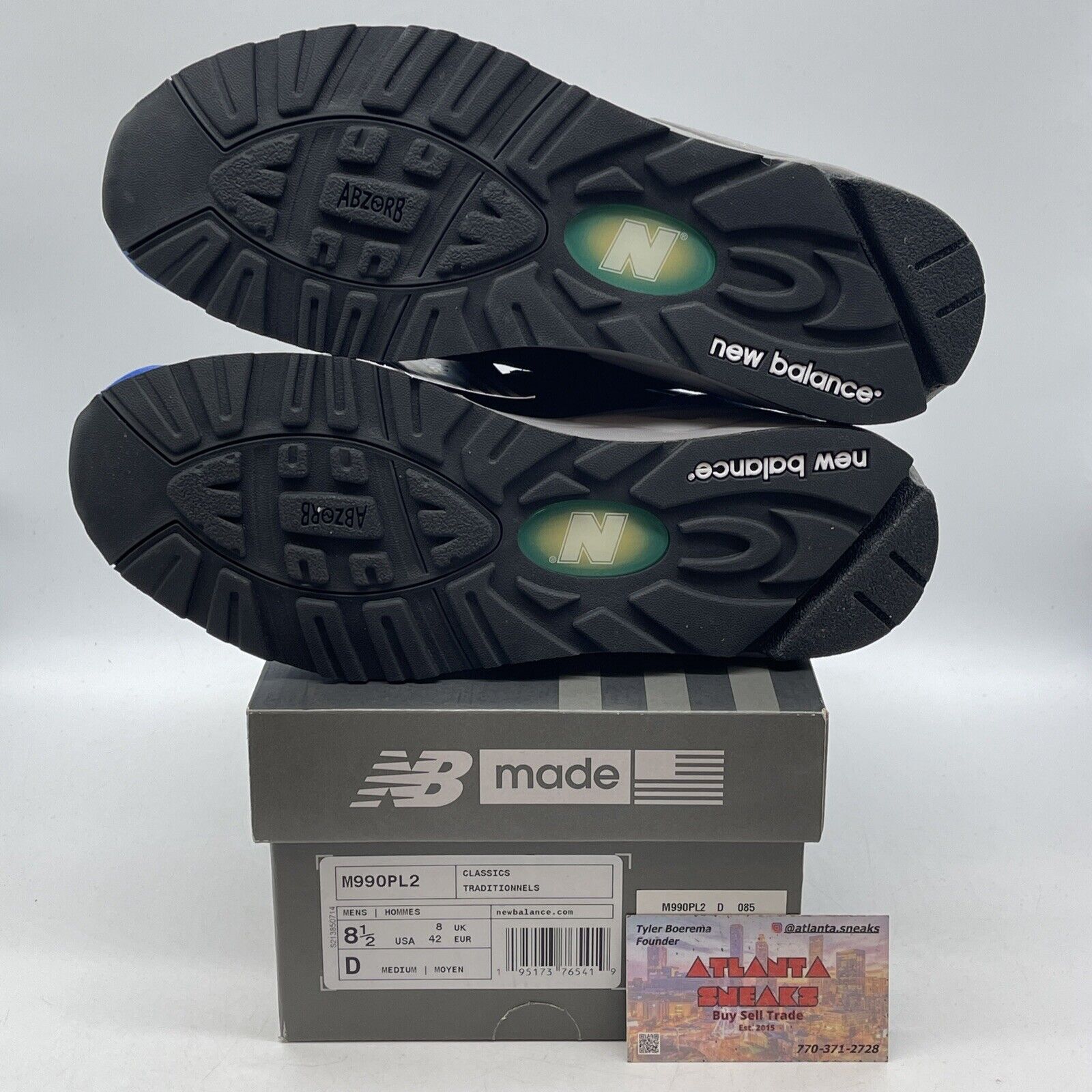 Size 8.5 - New Balance 990v2 Made in USA Blue Suede Black Leather (M990PL2)