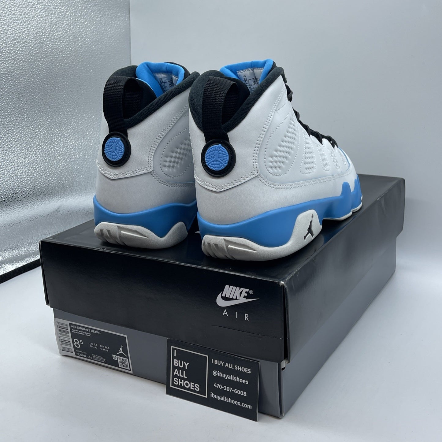 Size 8.5 - Air Jordan 9 Retro 2024 Powder Blue White Leather (FQ8992-101)