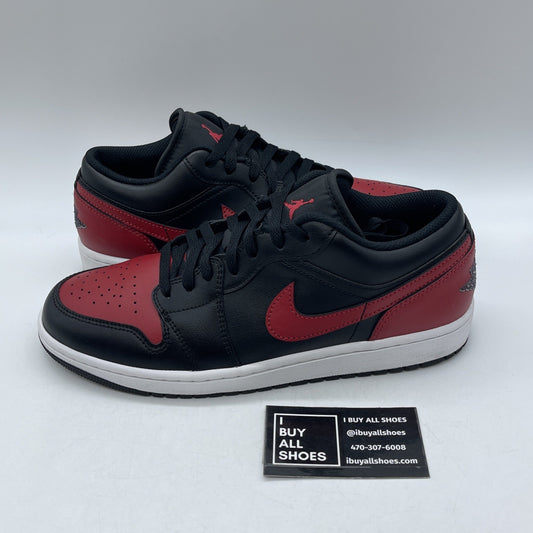 Size 9 - Air Jordan 1 Low Bred Red Black Leather (553558-067)