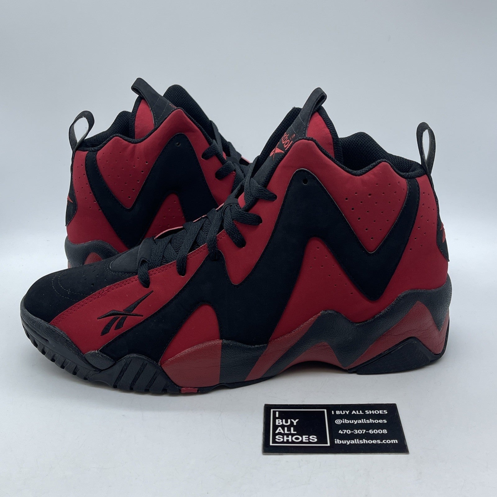 Size 13 - Reebok Kamikaze II Black Red Suede (10656-1260)