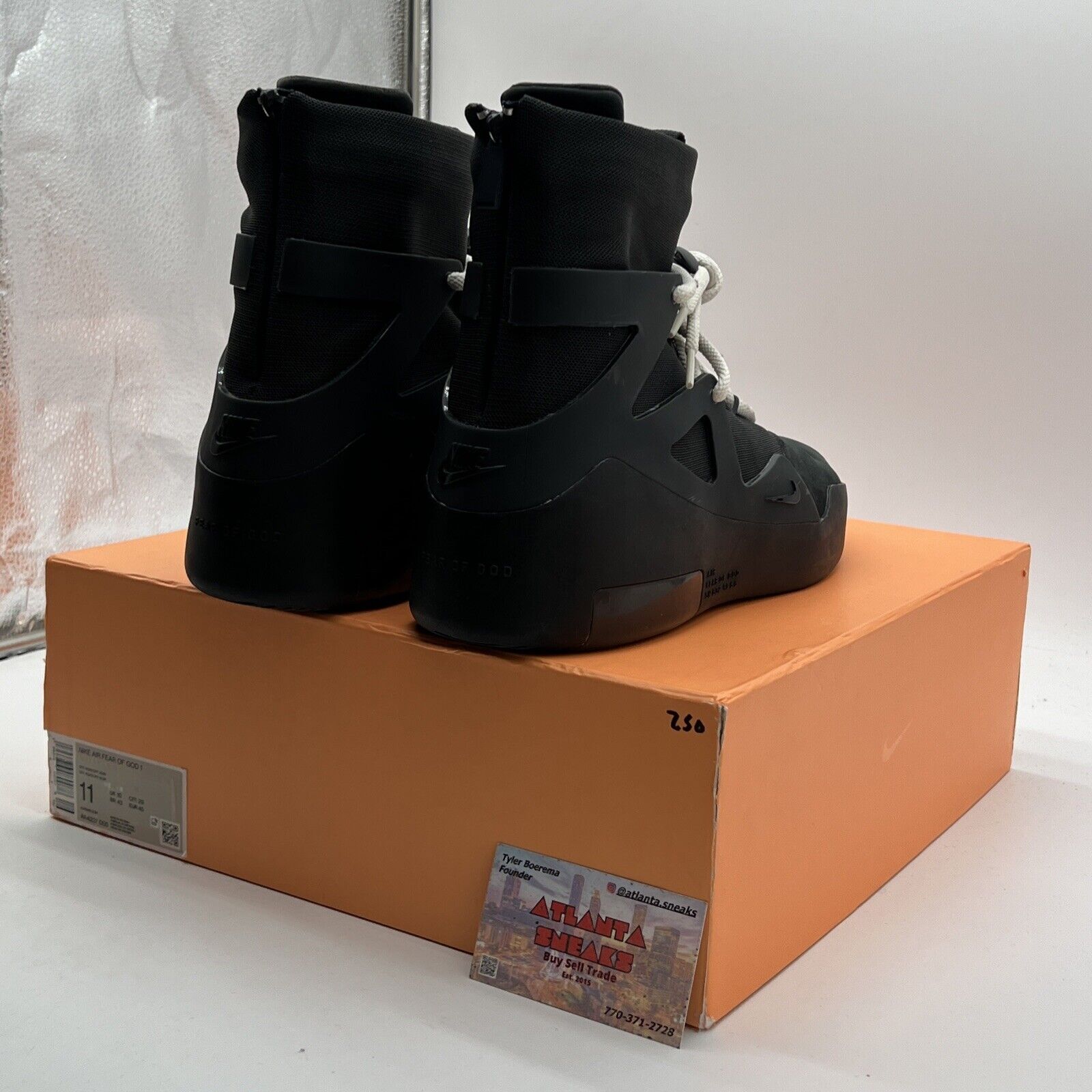 Size 11 - Nike Air Fear of God 1 Triple Black 2020 (AR4237-005)