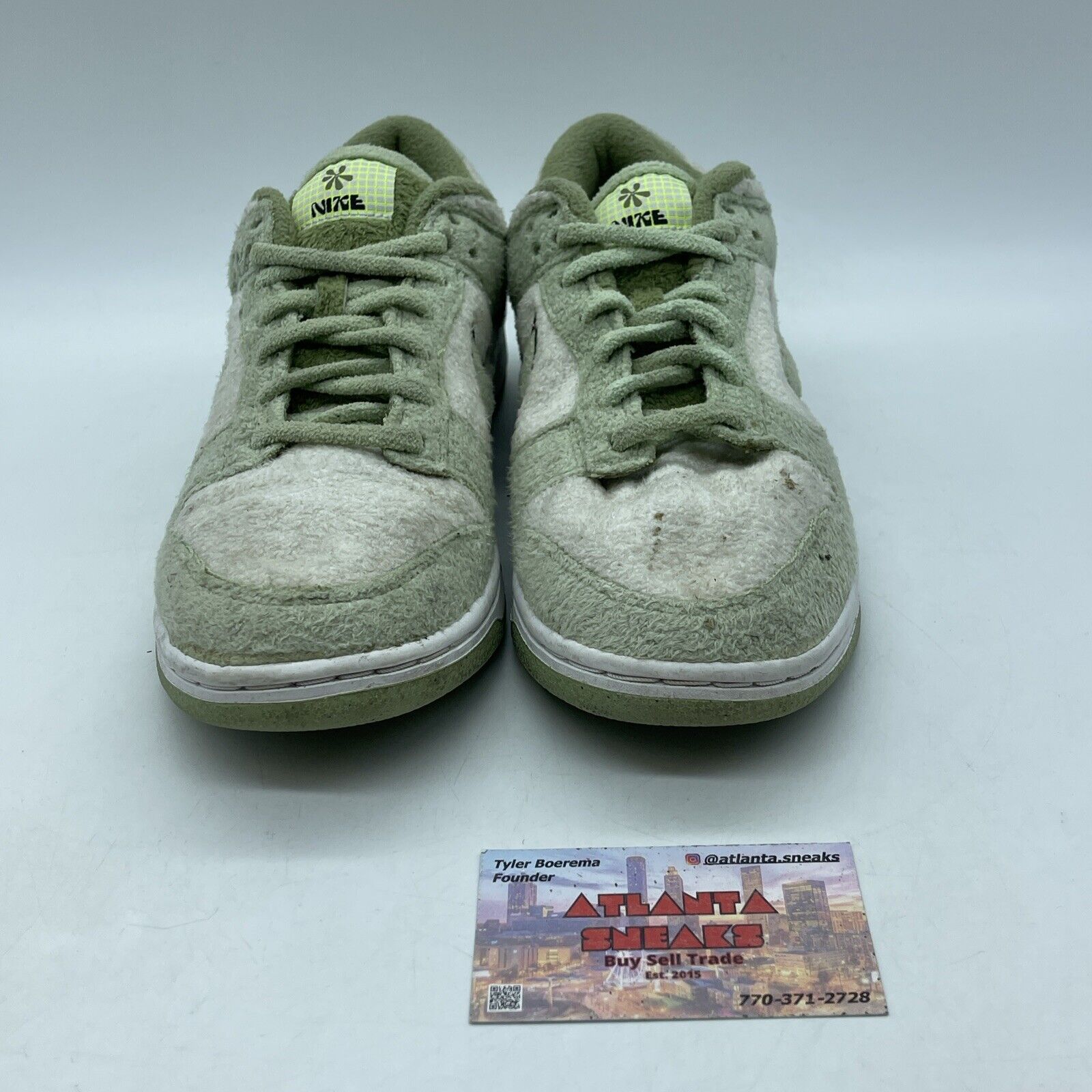 Size 9.5 - Nike Dunk Low SE Fleece - Honeydew  Suede White Green (DQ7579-300)