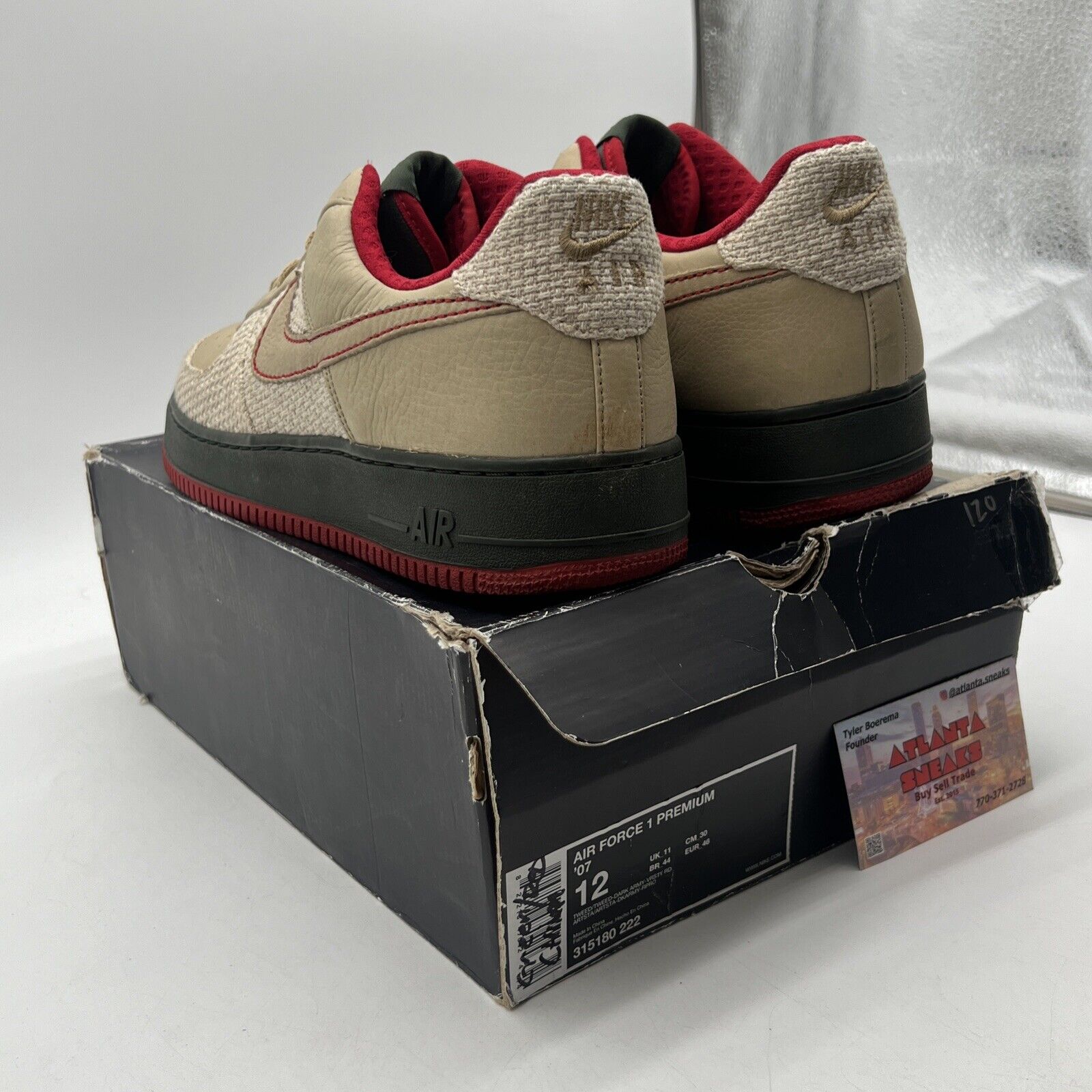 Size 12 - Nike Air Force 1 Premium China Tan Red Black (315180-222)