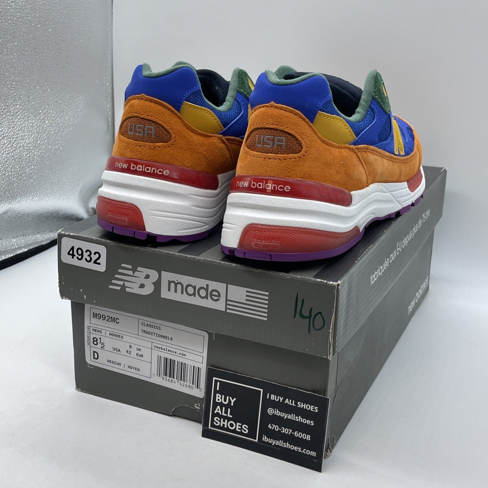 Size 8.5 - New Balance 992 Made in USA Multi-Color Suede Leather (M992MC)