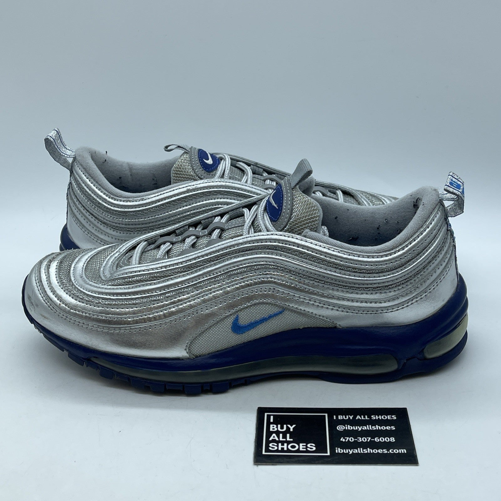 Size 9.5 - Nike Air Max 97 Silver Blue Suede Leather (312641-016)