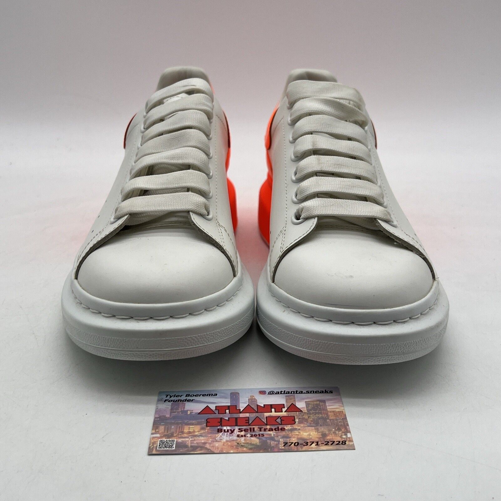 Size 7.5 - Alexander McQueen Oversized Sneakers “White Orange” (556278)