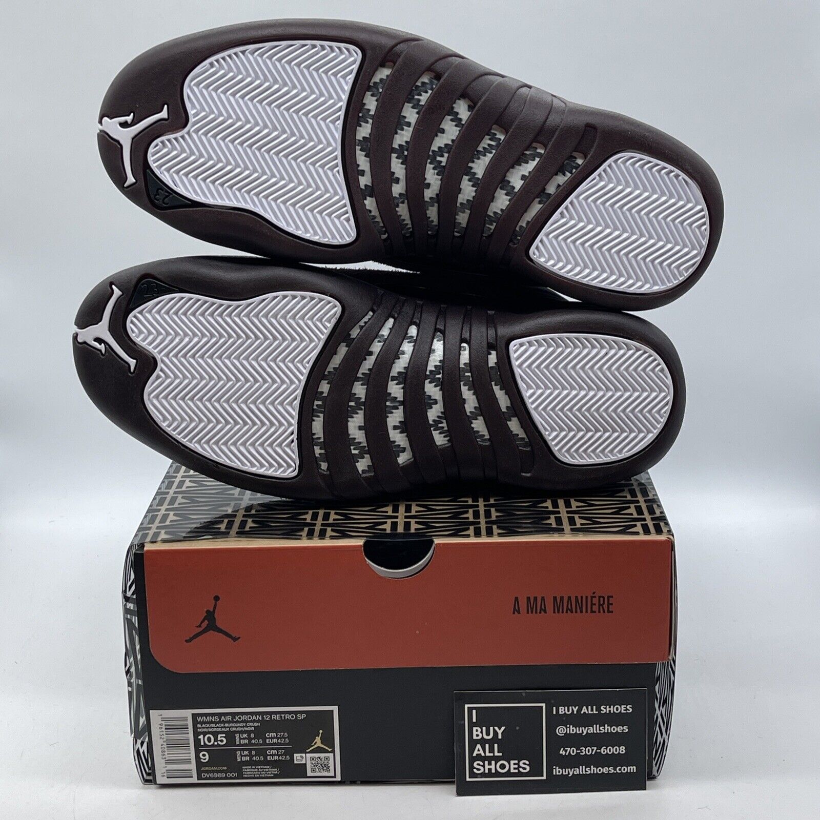 Size 10.5W - Air Jordan 12 Retro A Ma Maniere AMM Black Burgundy (DV6989-001)