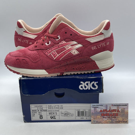 Size 8 - ASICS Gel Lyte 3 Strawberry & Cream Red Suede White Leather (H64BK2108)