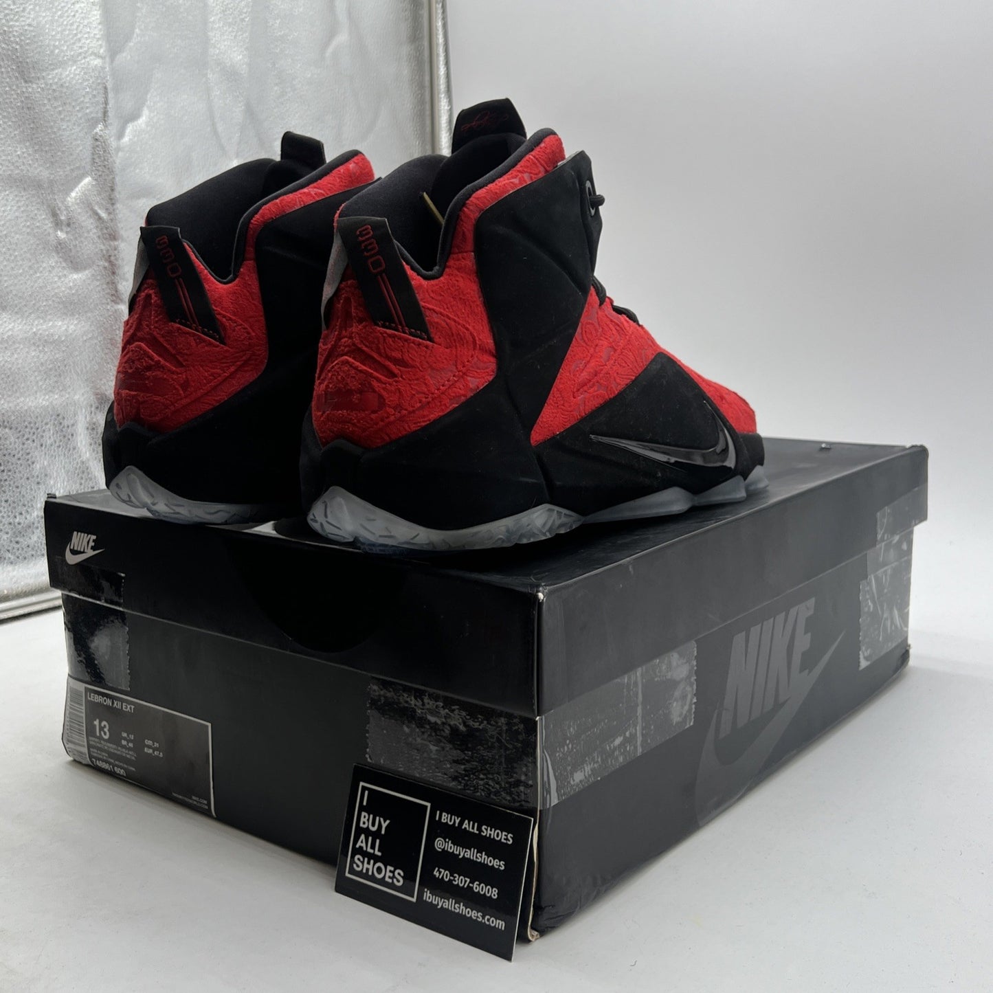 Size 13 - Nike LeBron 12 EXT Red Paisley (748861-600)