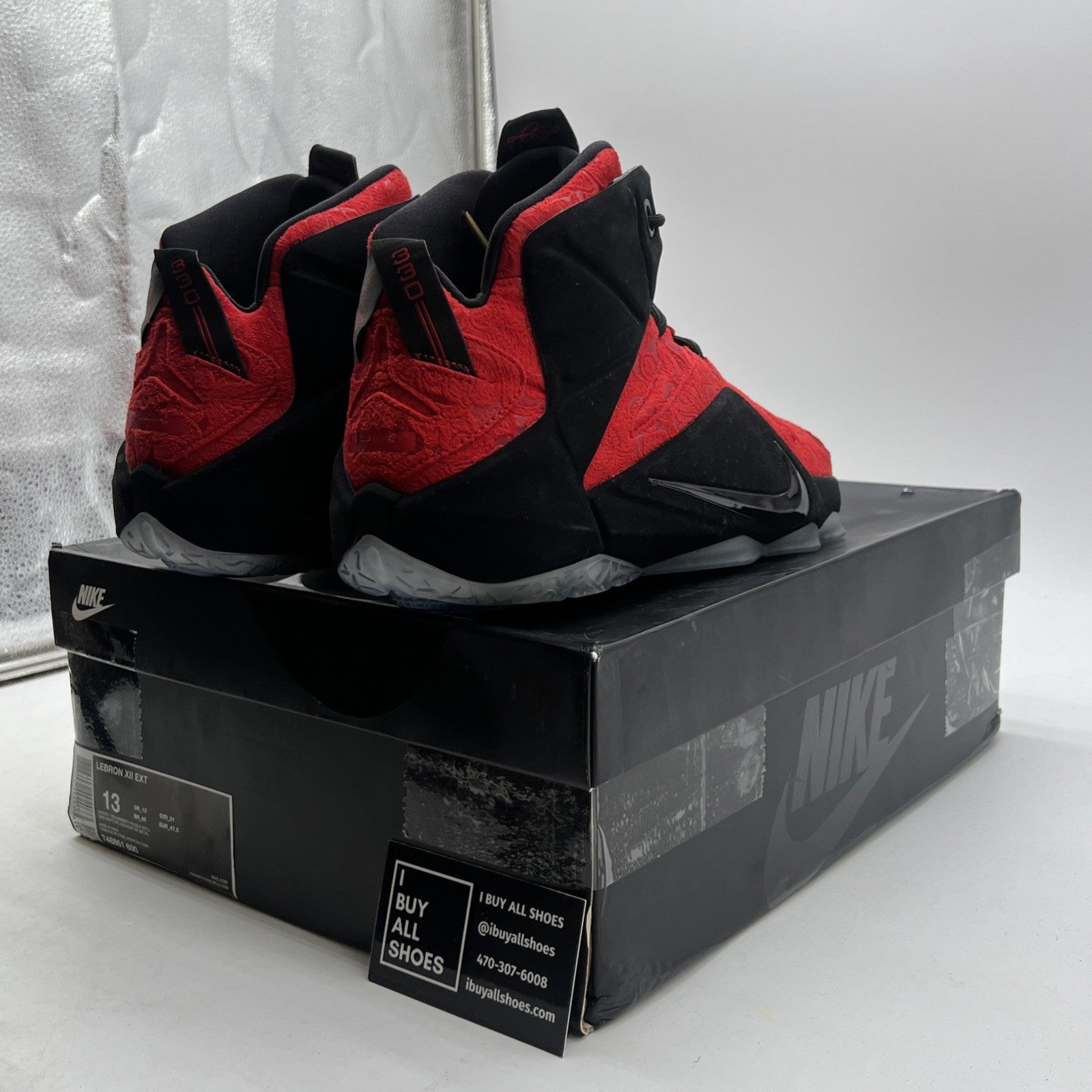 Size 13 - Nike LeBron 12 EXT Red Paisley (748861-600)