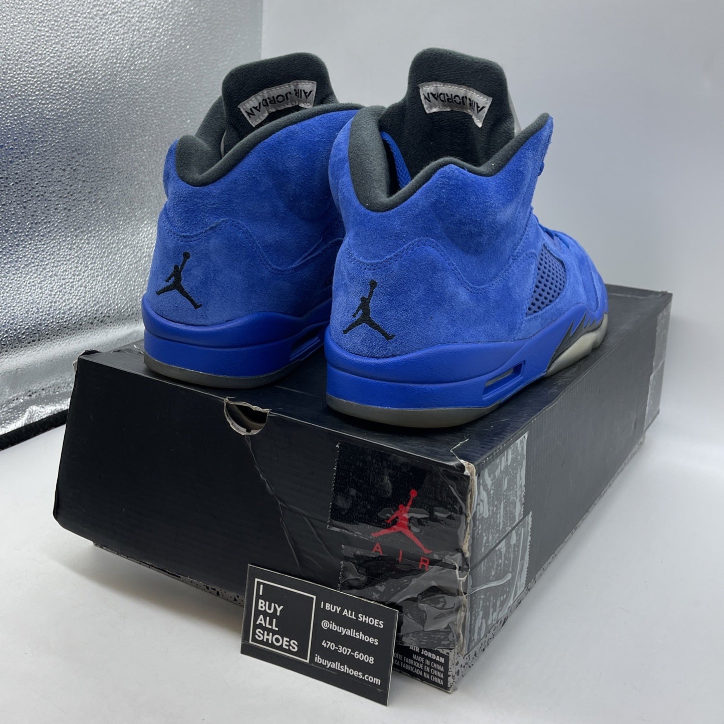 Size 11.5 - Air Jordan 5 Retro Blue Suede Silver (136027-401)