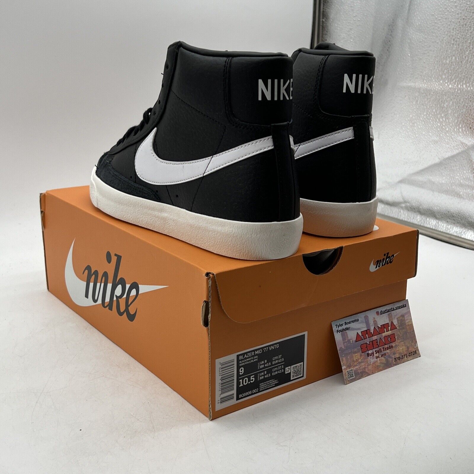 Size 9 - Nike Blazer '77 Vintage Mid Black Sail Leather (BQ6806-002)