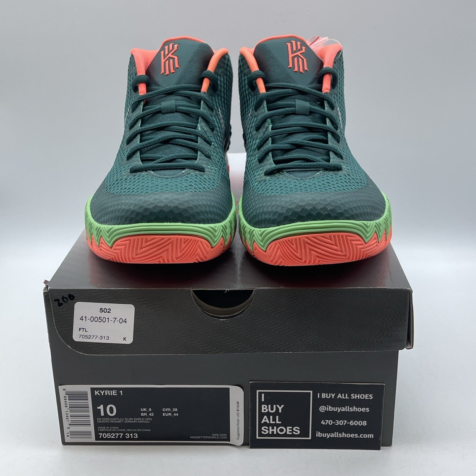 Size 10 - Nike Kyrie 1 Flytrap Green Silver Suede Leather (705277-313)