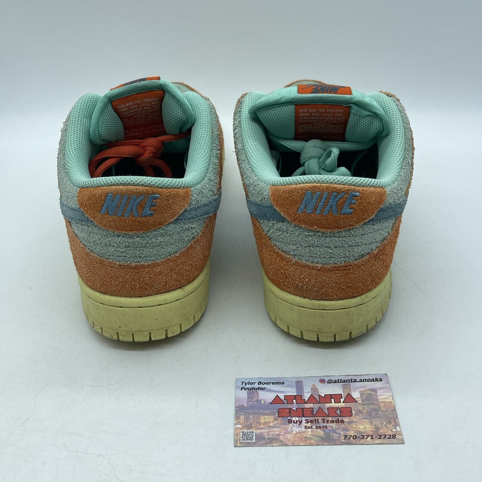 Size 12 - Nike Dunk SB Low Orange Emerald Rise Blue Suede (DV5429-800)