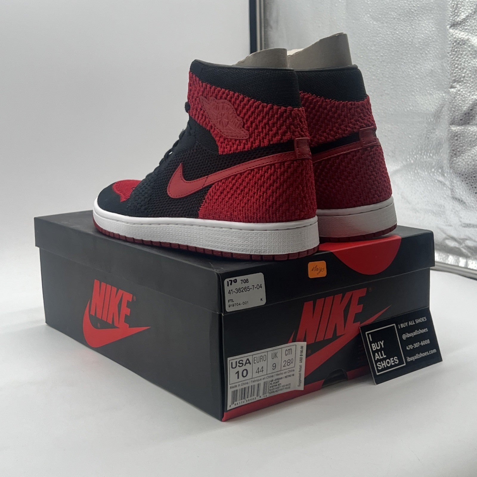 Size 10 - Air Jordan 1 Retro OG Flyknit High Bred (919704-001)