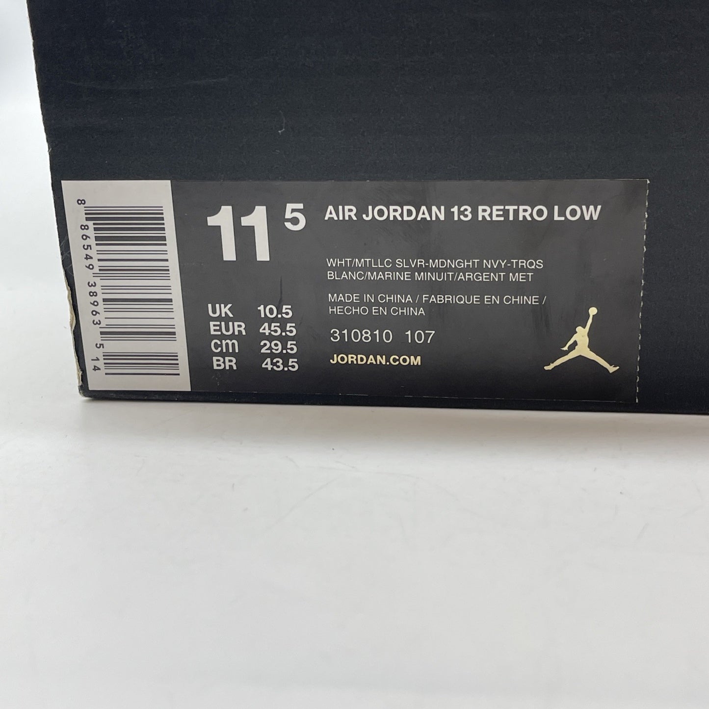 Size 11.5 - Air Jordan 13 Low Hornets White Blue Suede Leather (310810-107)