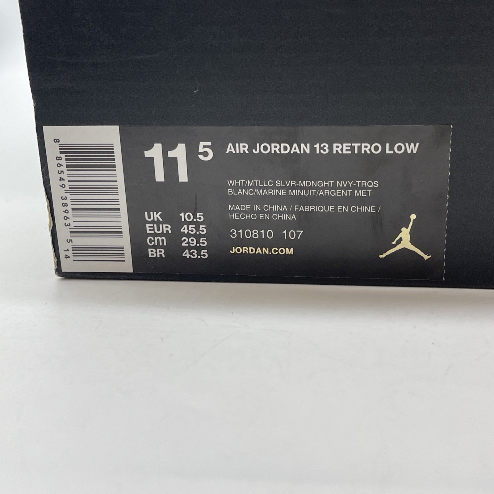Size 11.5 - Air Jordan 13 Low Hornets White Blue Suede Leather (310810-107)
