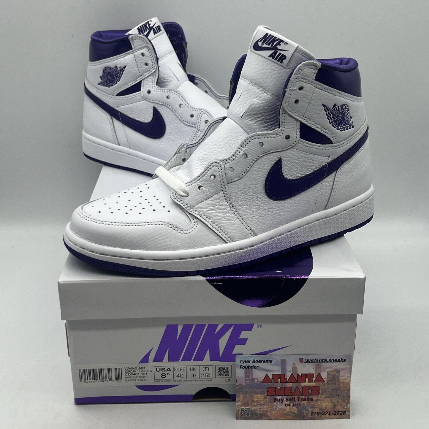 Size 8.5 - Jordan 1 Retro High Court Purple W Brand New Og All