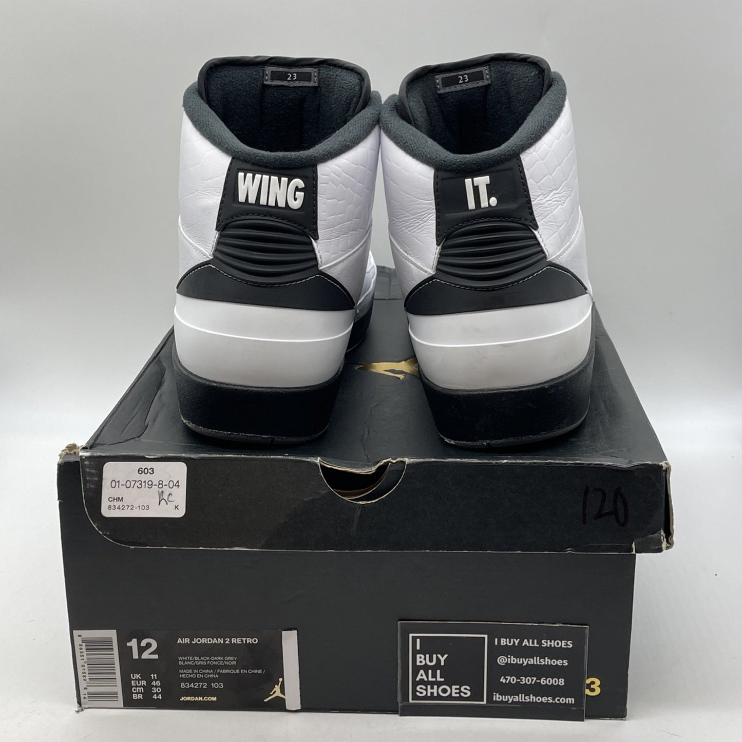 Size 12 - Air Jordan 2 Retro Wing It Black White Leather (834272-103)