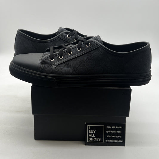Size 11.5G - GUCCI GG Canvas Leather Low Top Sneakers Blackmade in ITALY