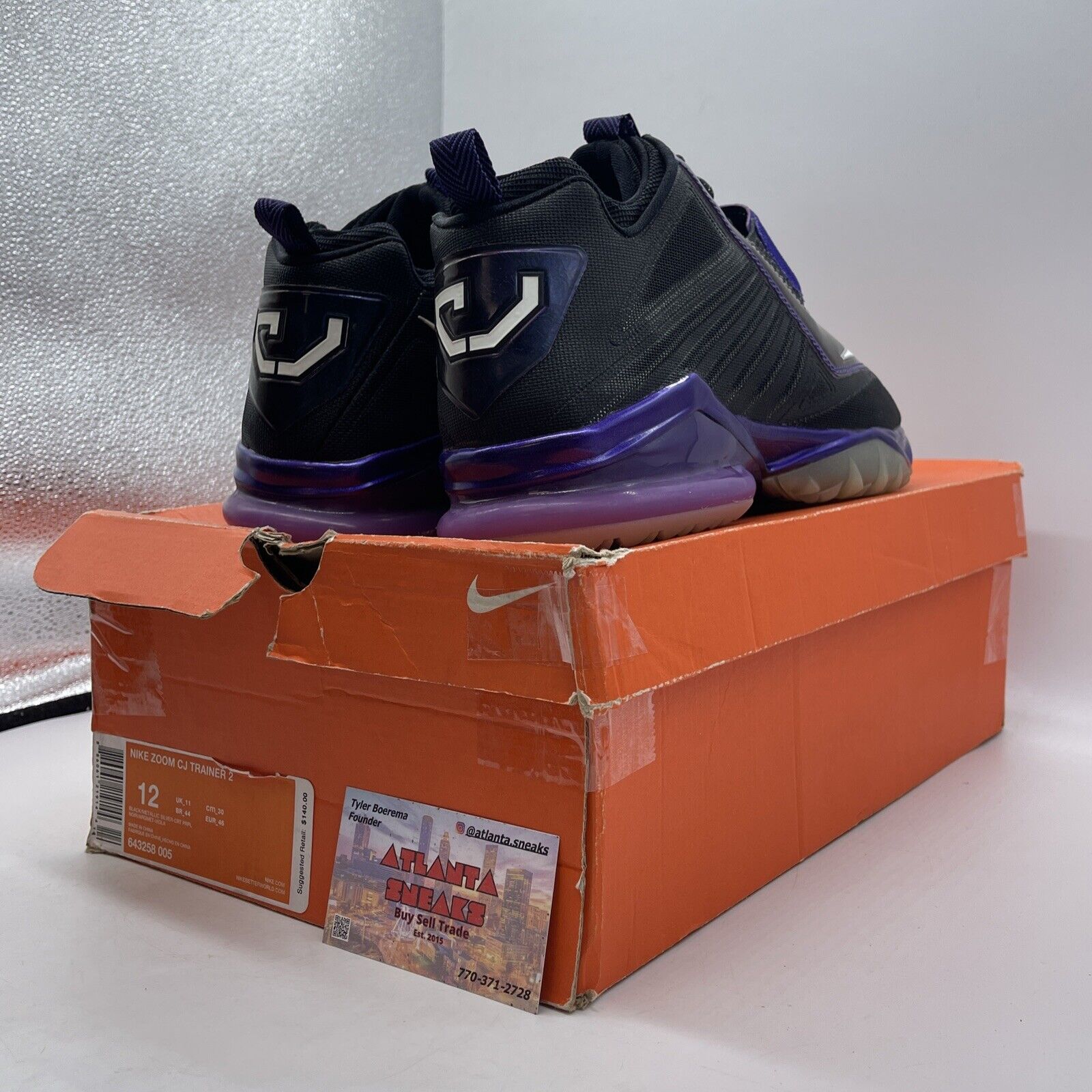 Size 12 - Nike Zoom CJ Trainer 2 Black White Purple Leather (643258-005)