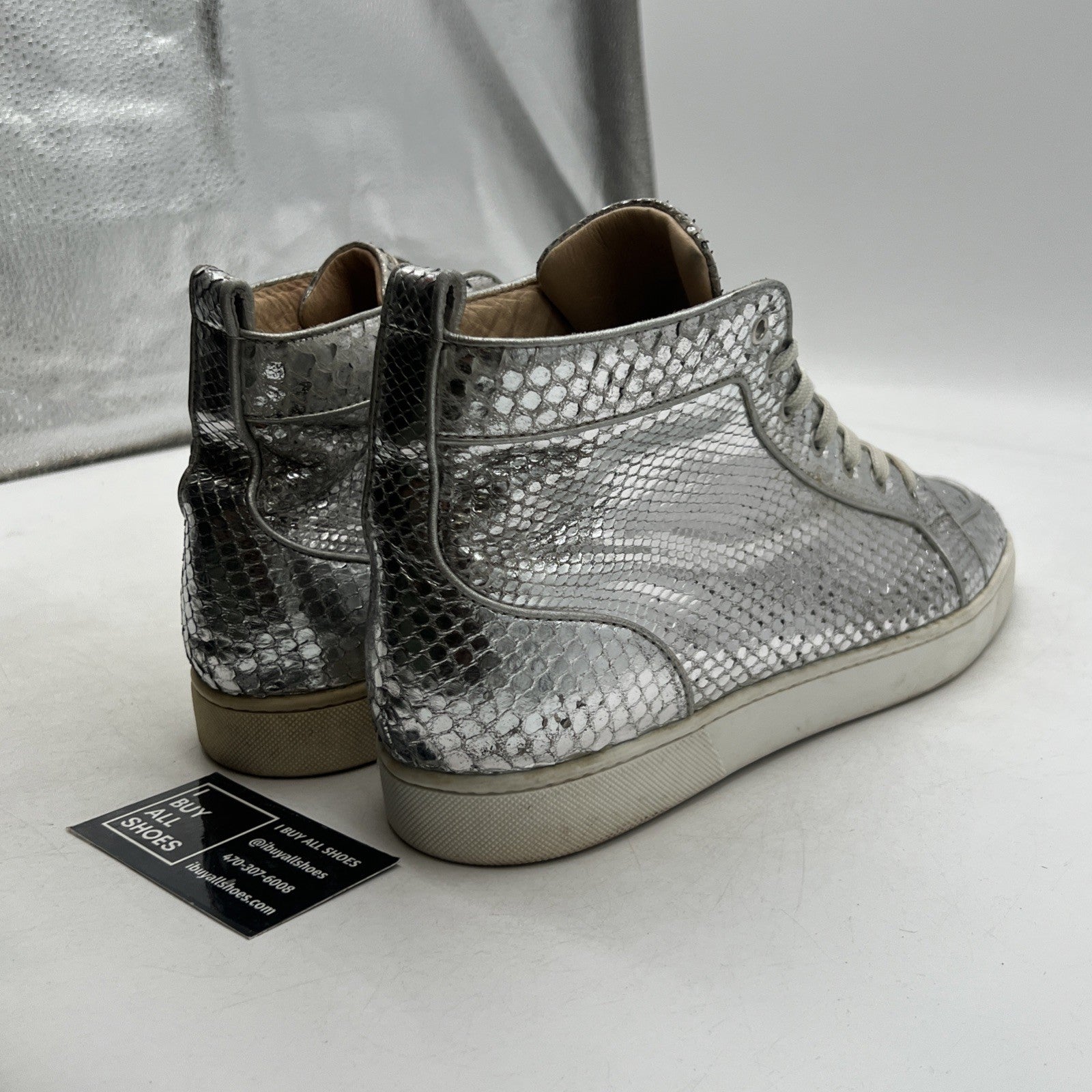 Size 46 - Christian Louboutin Silver Leather Rantus Orlato Sneakers