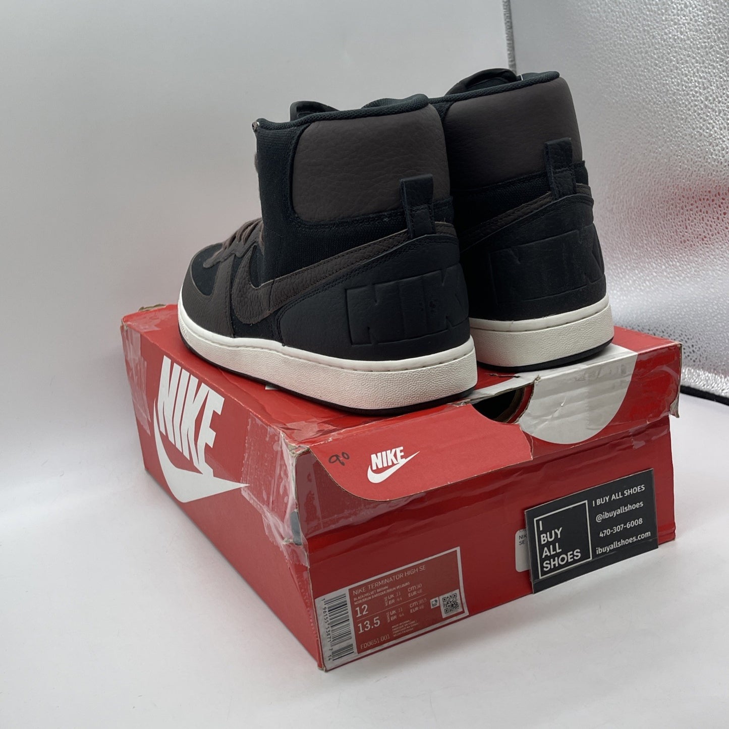 Size 12 - Nike Terminator High Velvet Brown Black Suede Leather (FD0651-001)