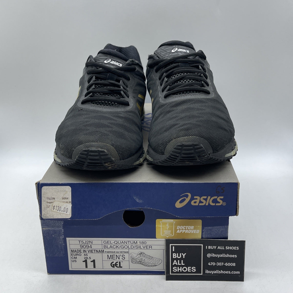 Size 11 - Asics Black Running Gel Quantum 180 (T5J7N)