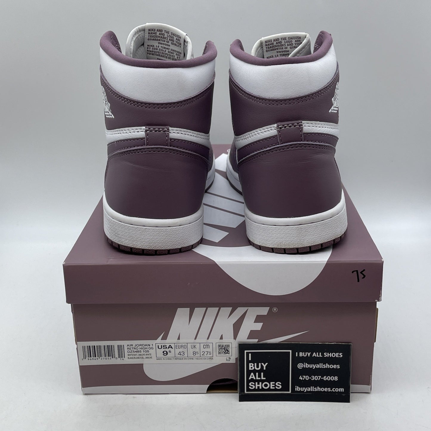 Size 9.5 - Air Jordan 1 Retro OG High Mauve Purple White Leather (DZ5485-105)