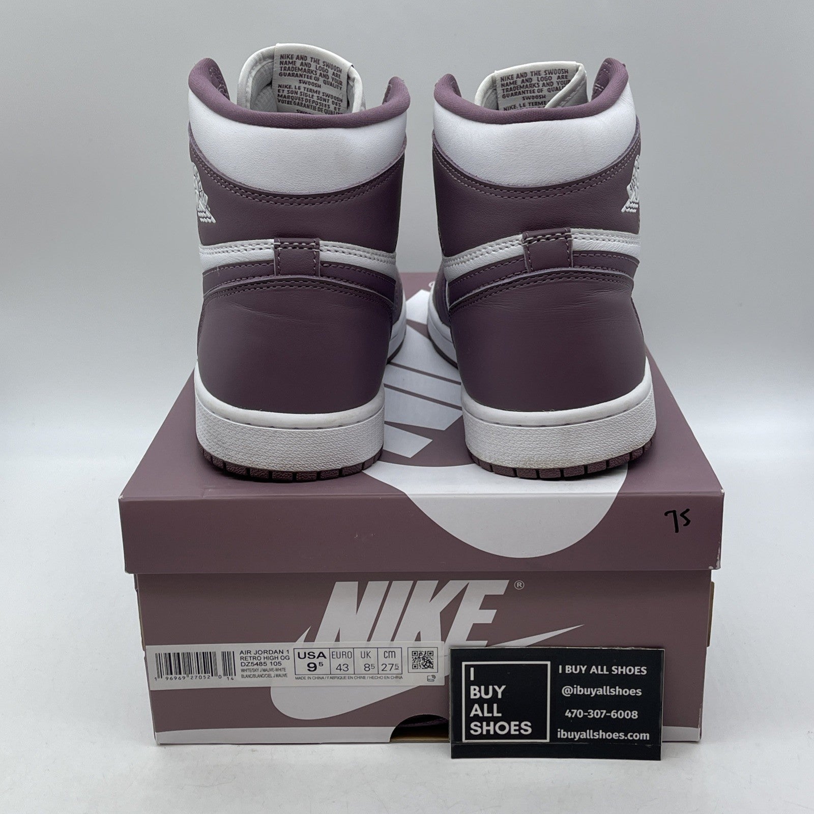 Size 9.5 - Air Jordan 1 Retro OG High Mauve Purple White Leather (DZ5485-105)