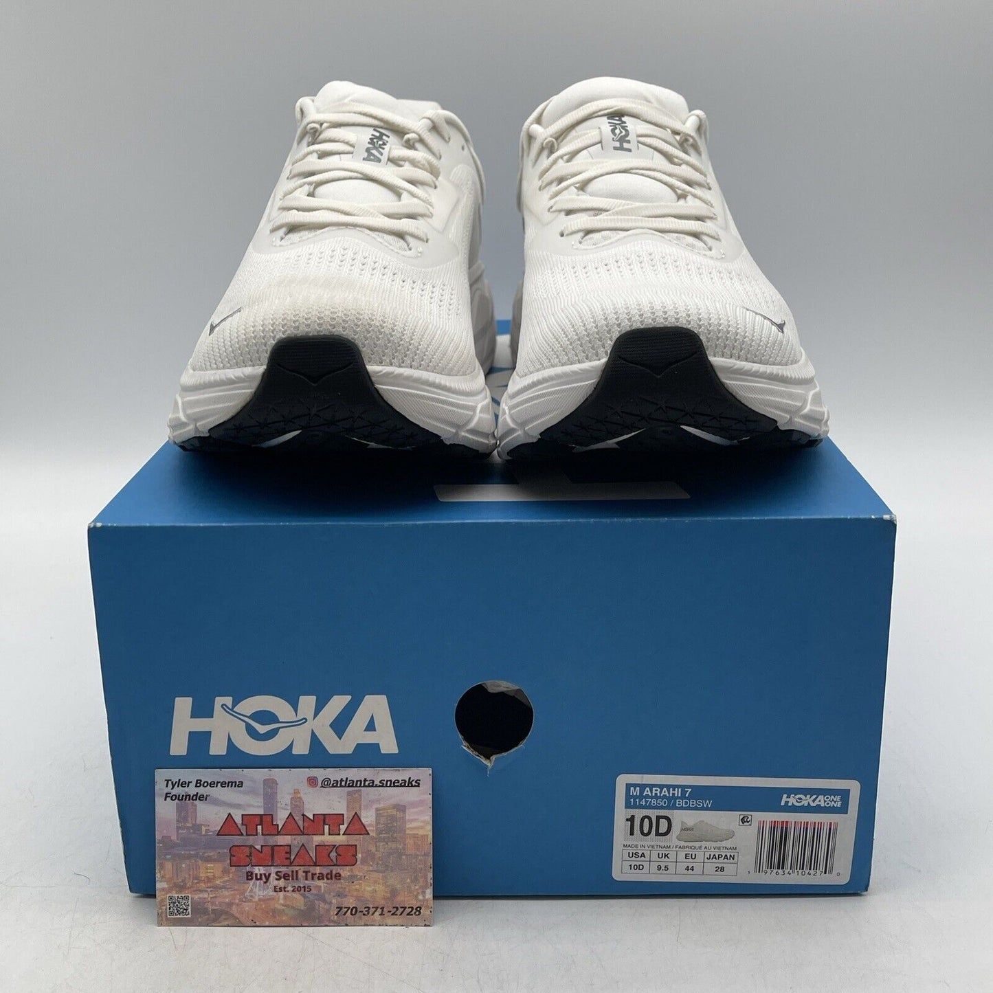 Size 10 - Hoka One One Arahi 7 Blanc De Blanc White Black Silver (1147850-BDBSW)