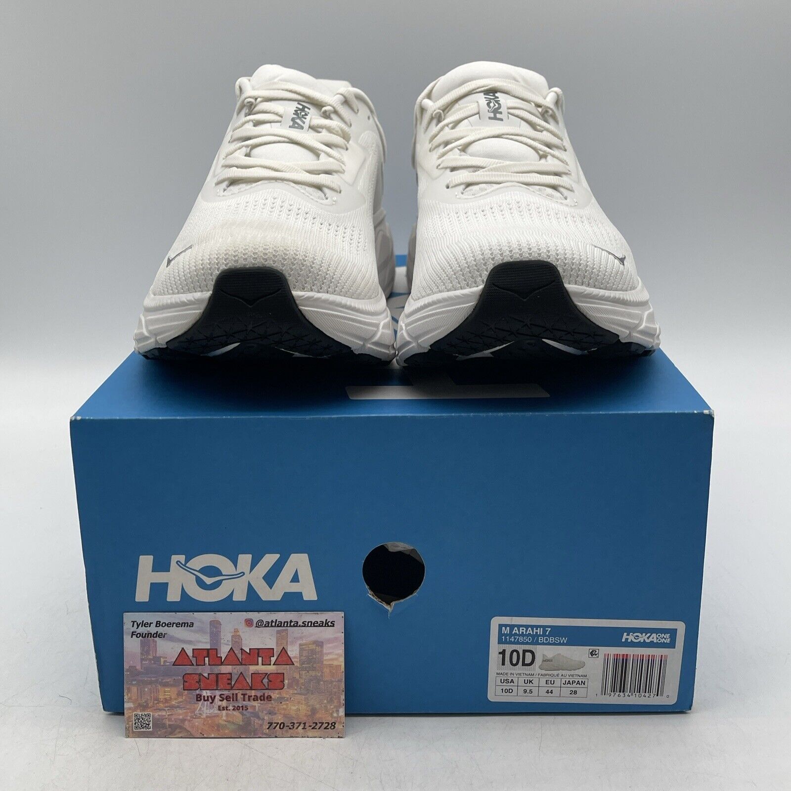 Size 10 - Hoka One One Arahi 7 Blanc De Blanc White Black Silver (1147850-BDBSW)