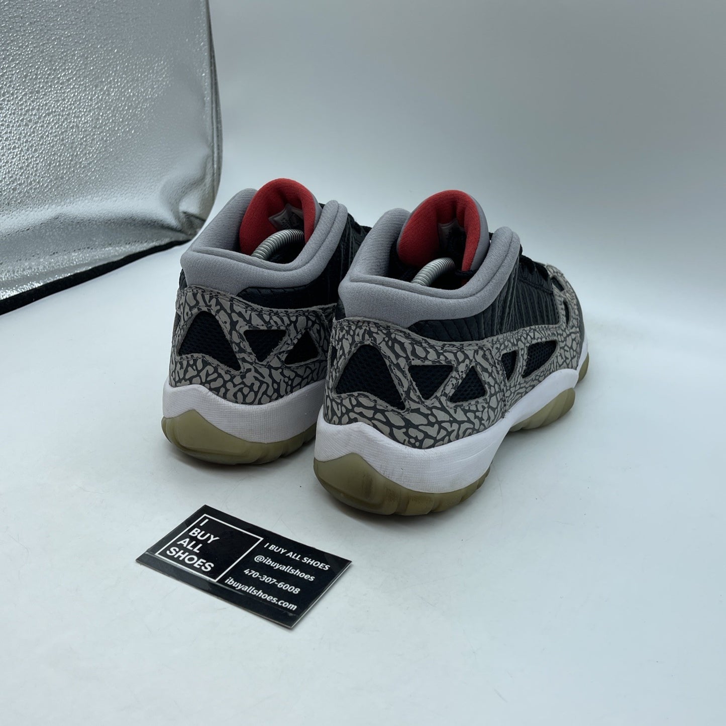 Size 9.5 - Air Jordan 11 Retro IE Low Black Cement Suede Leather (919712-006)