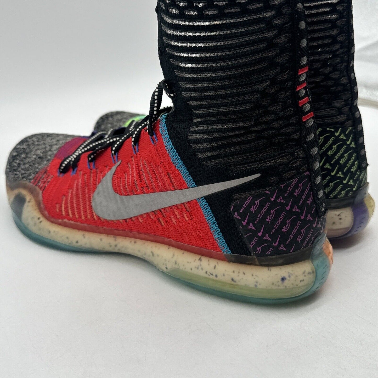 Kobe 10 Elite High What The Size 11 Multi Color Yellow Blue Red Black Nylon Refl