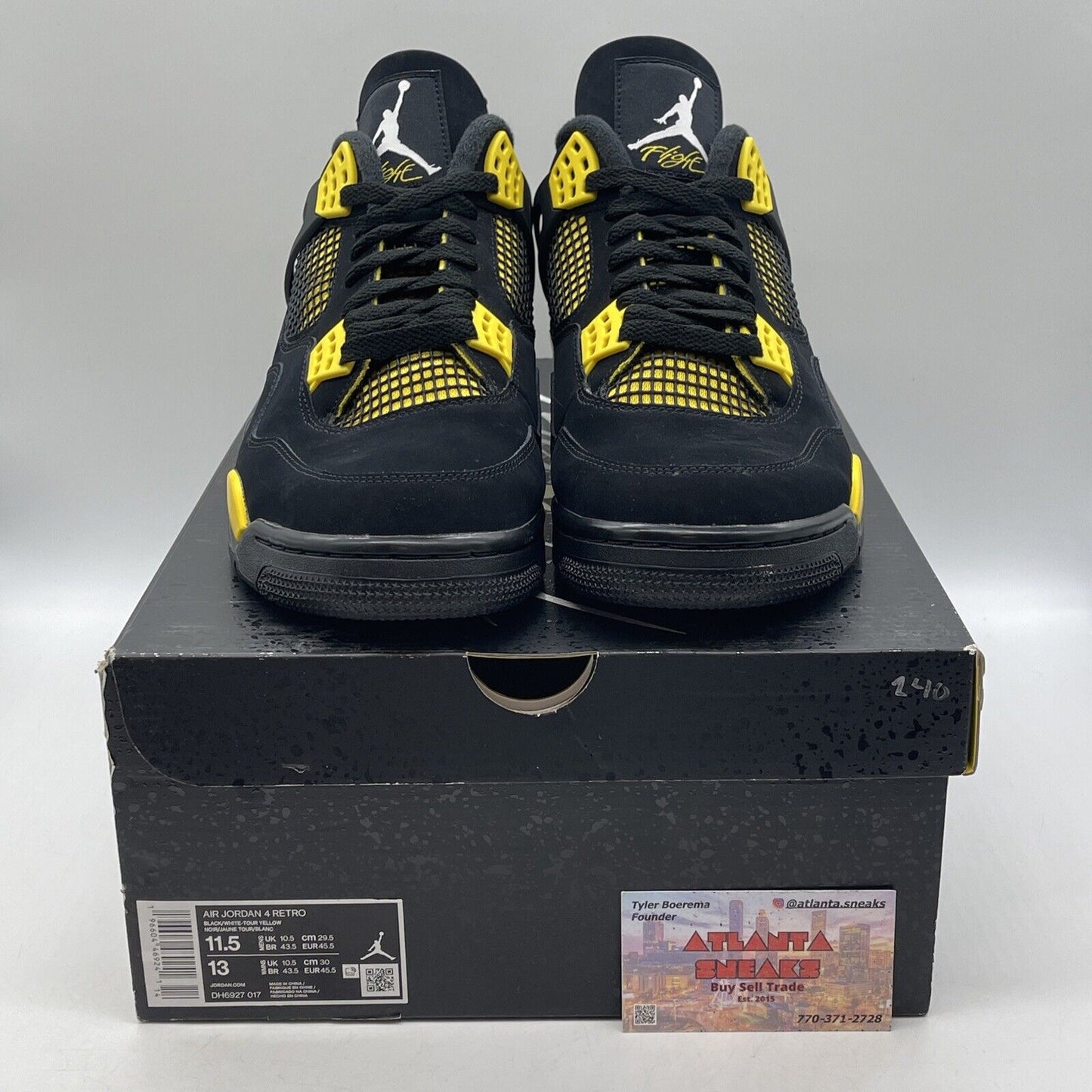 Size 11.5 - Jordan 4 Retro Low Thunder White Yellow Leather Black (DH6927-017)