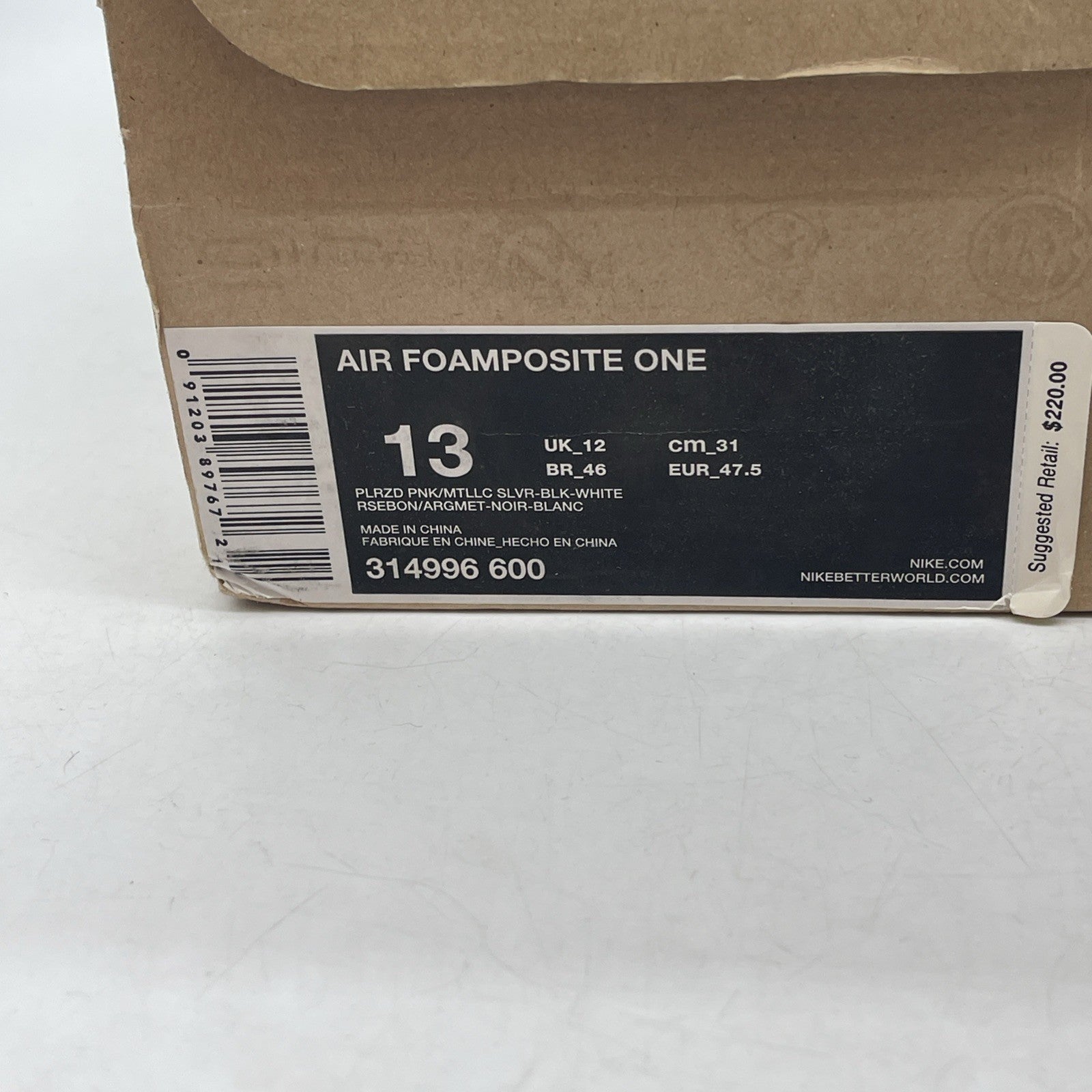 Size 13 - Nike Air Foamposite One Pearlized Pink (314996-600)