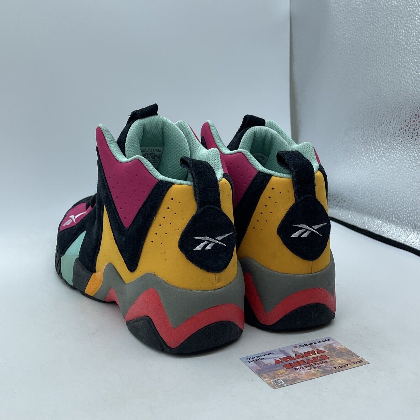 Size 13 - Reebok Kamikaze 2 1996 All Star Black Pink Yellow Blue Suede (H01316)
