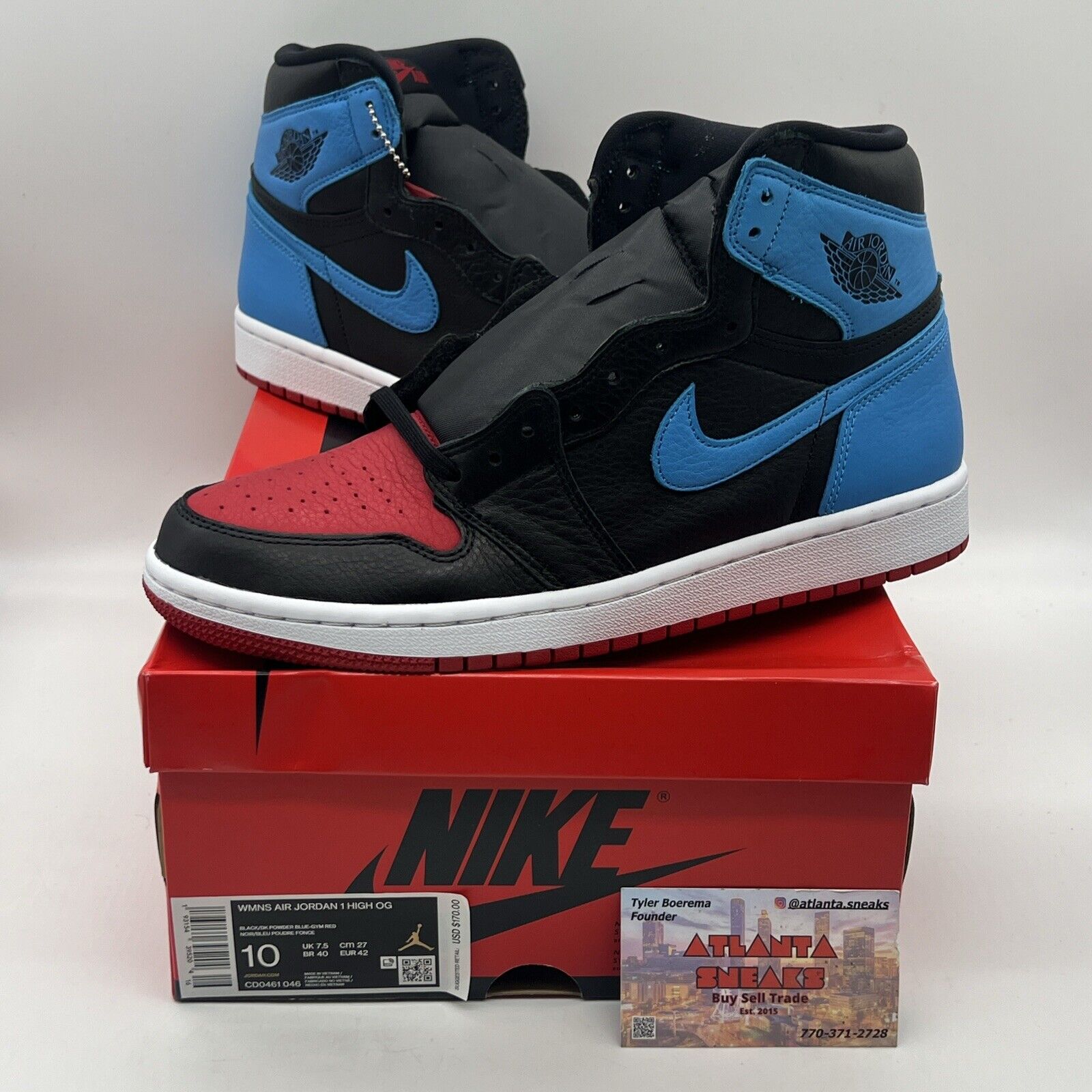 Size 10 - Jordan 1 High OG UNC To Chicago 2020 Brand New Og All White Blue Red