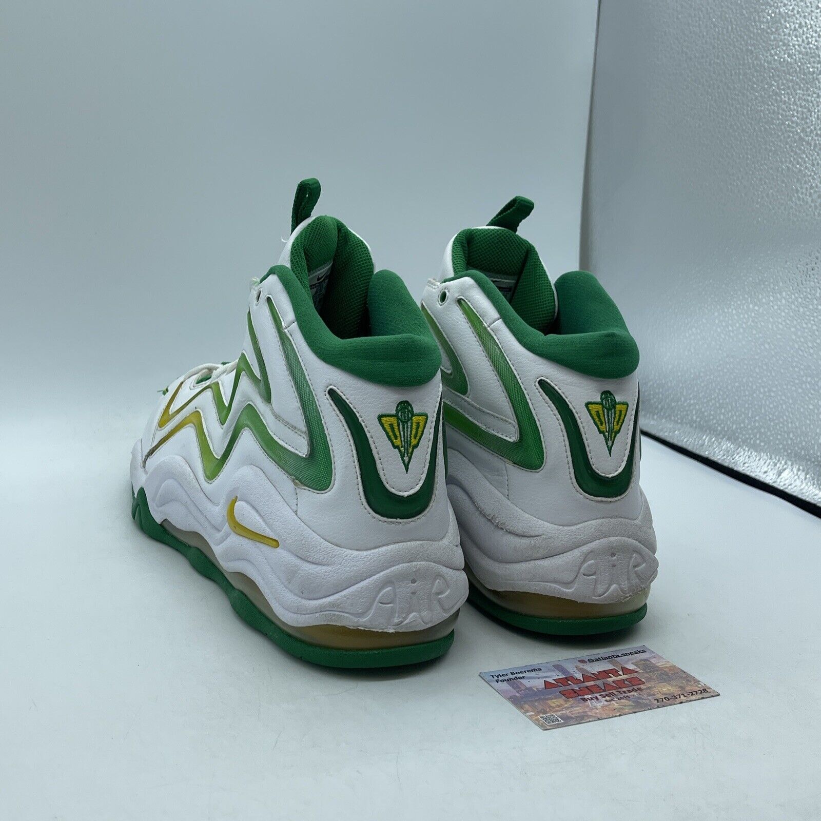 Size 12 - Nike Air Pippen Hoh Draft Pack White Green Yellow Leather (410489-183)