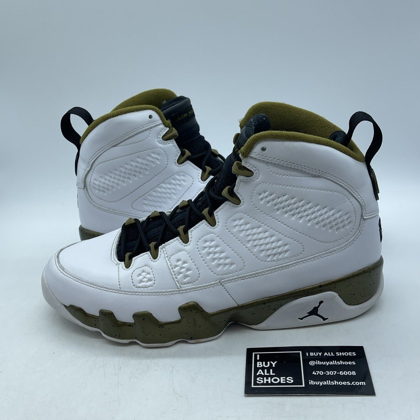 Size 10 - Air Jordan 9 Retro Statue Green Black White Leather (302370-109)