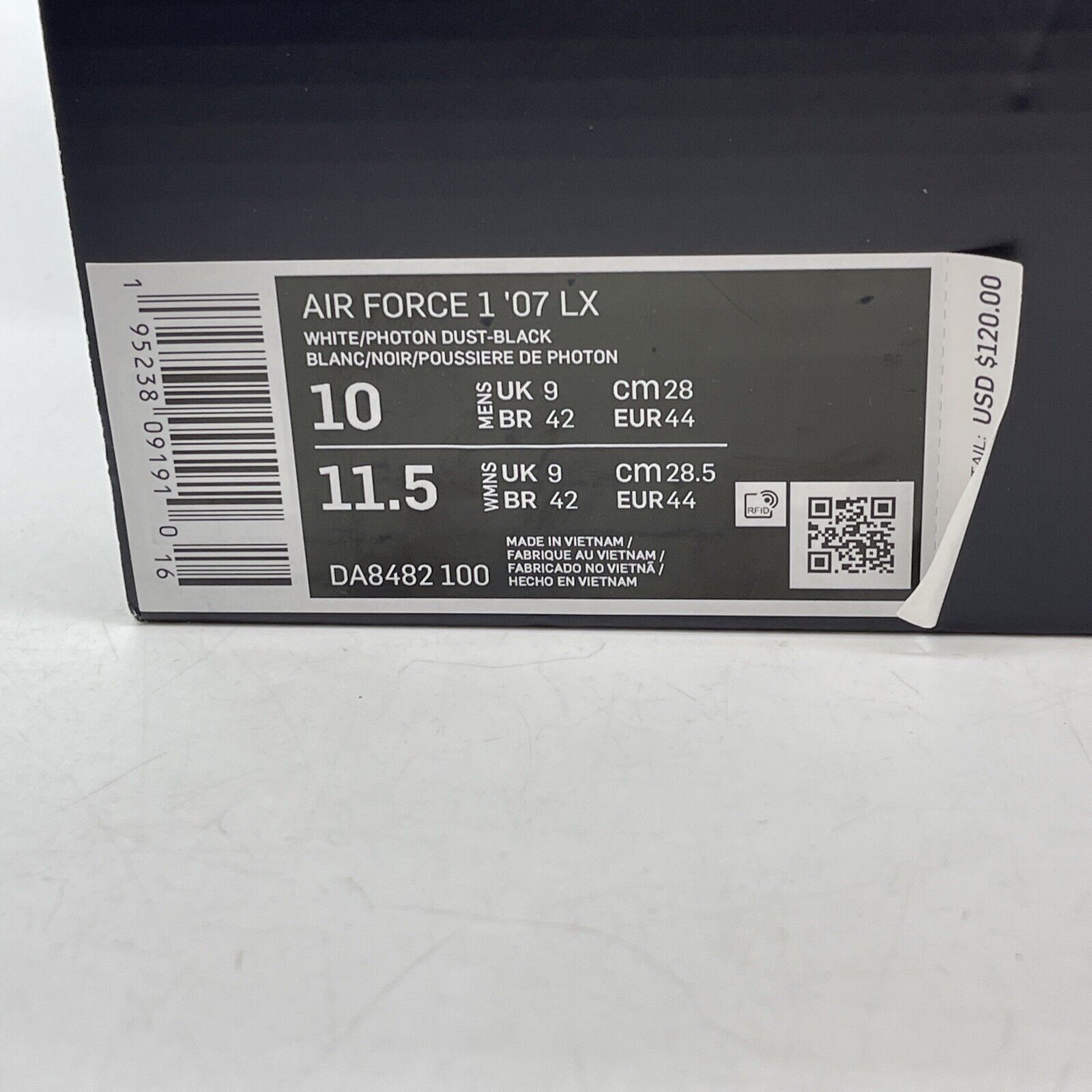 Size 10 - Nike Air Force 1 '07 LX Crane White Black Grey Red Suede (DA8482-100)