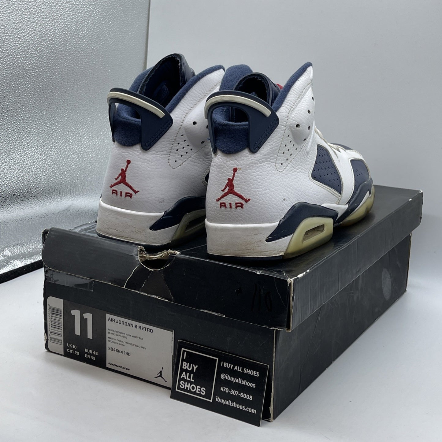 Size 11 - Air Jordan 6 Retro 2012 Olympic Blue White Leather (384664-130)