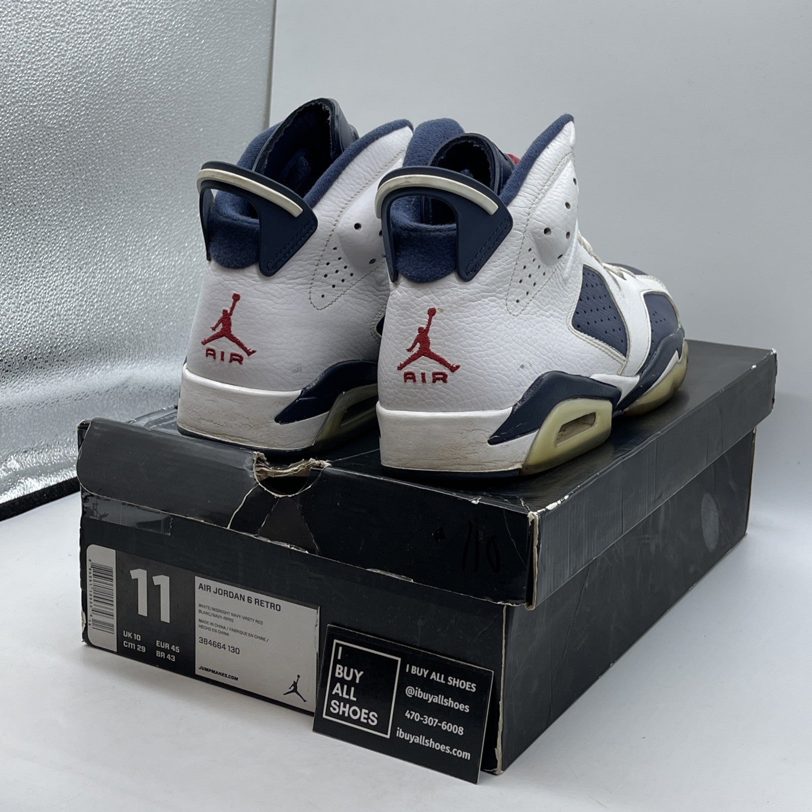 Size 11 - Air Jordan 6 Retro 2012 Olympic Blue White Leather (384664-130)