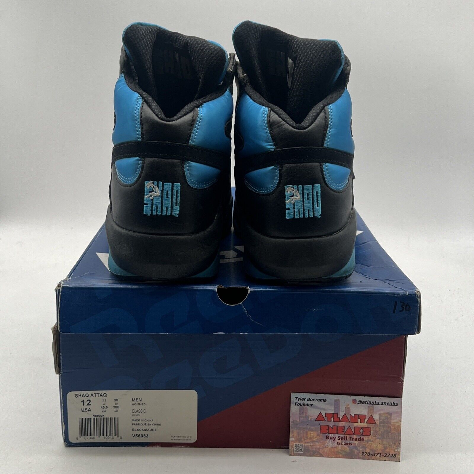 Size 12 - Reebok Shaq Attaq Black Azure 2013 Rare Retro Authentic Basketball