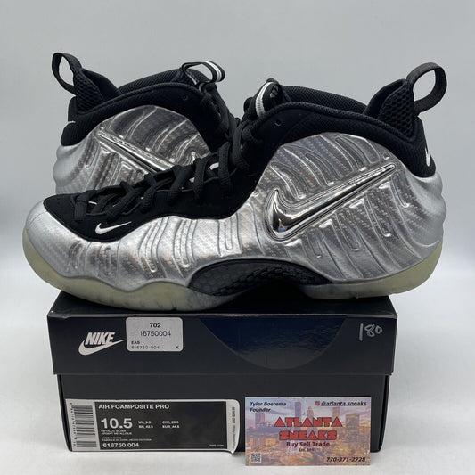 Size 10.5 - Nike Air Foamposite Pro ‘Silver Surfer’ Silver Black (616750-004)