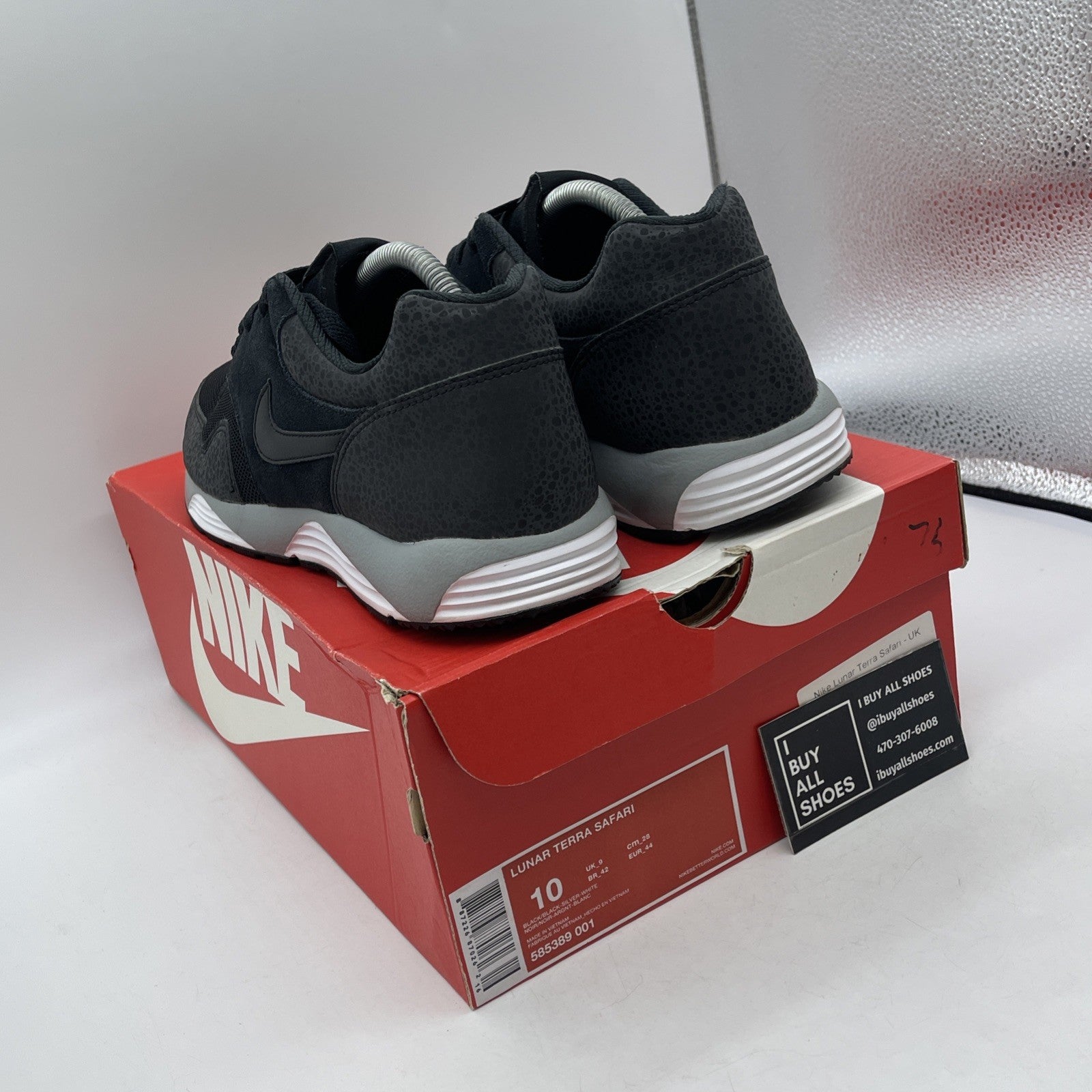 Size 10 - Nike Lunar Terra Safari Black Grey Suede (585389-001)