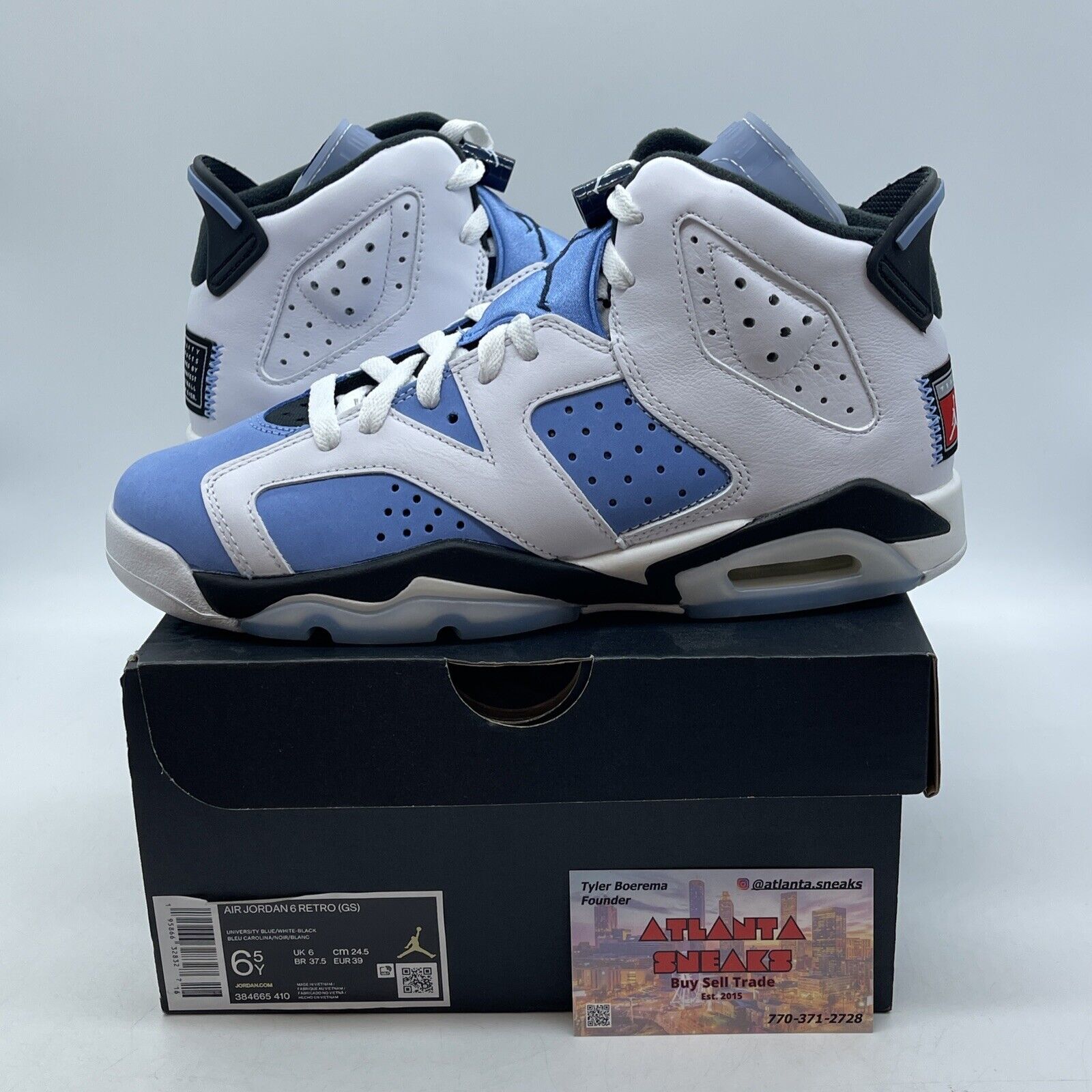 Size 6.5 - Jordan 6 Retro Mid UNC Home Blue White Black Suede (384665-410)